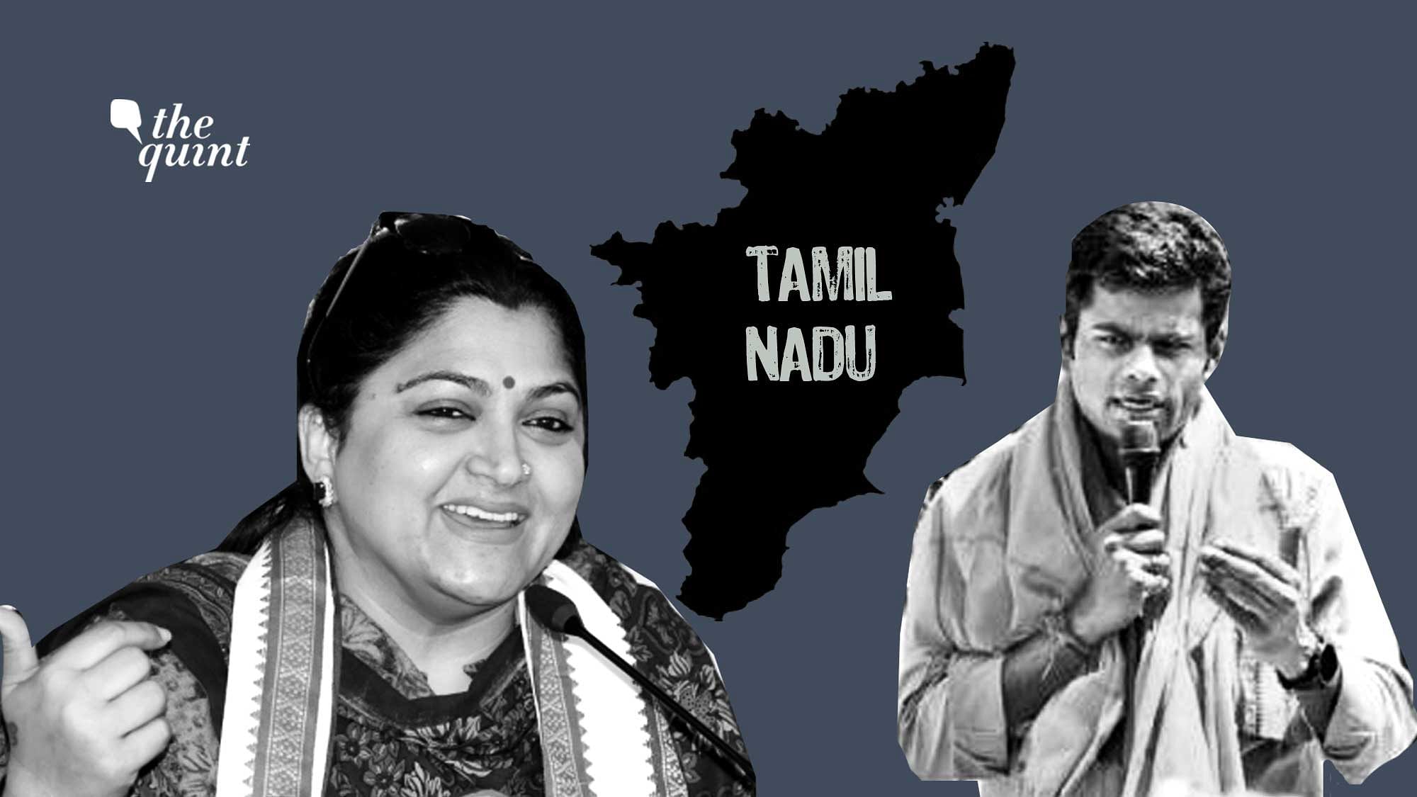 Image of Tamil actor-politician Kushboo Sundar (L) and cop-turned-politician K Annamalai (R) used for representational purposes.