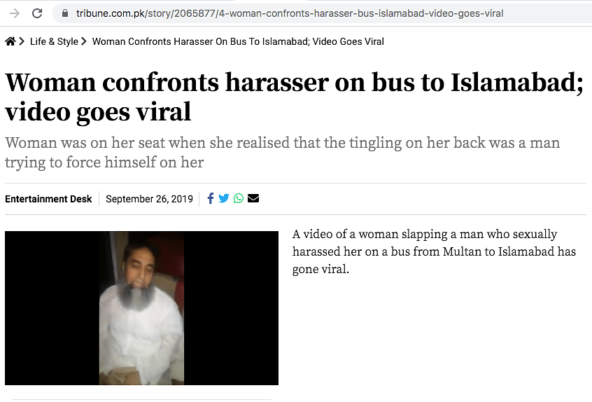 Several Pakistan-based news outlets had reported that the woman was on a bus from Multan to Islamabad.
