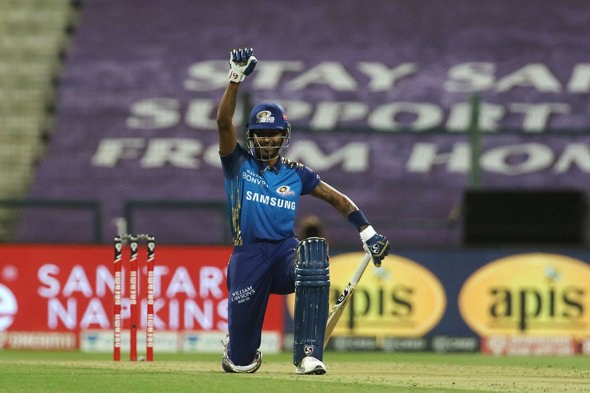 Hardik Pandya smashed 7 sixes and 2 fours on his way to 60 off 21 balls to propel Mumbai Indians to 195/5