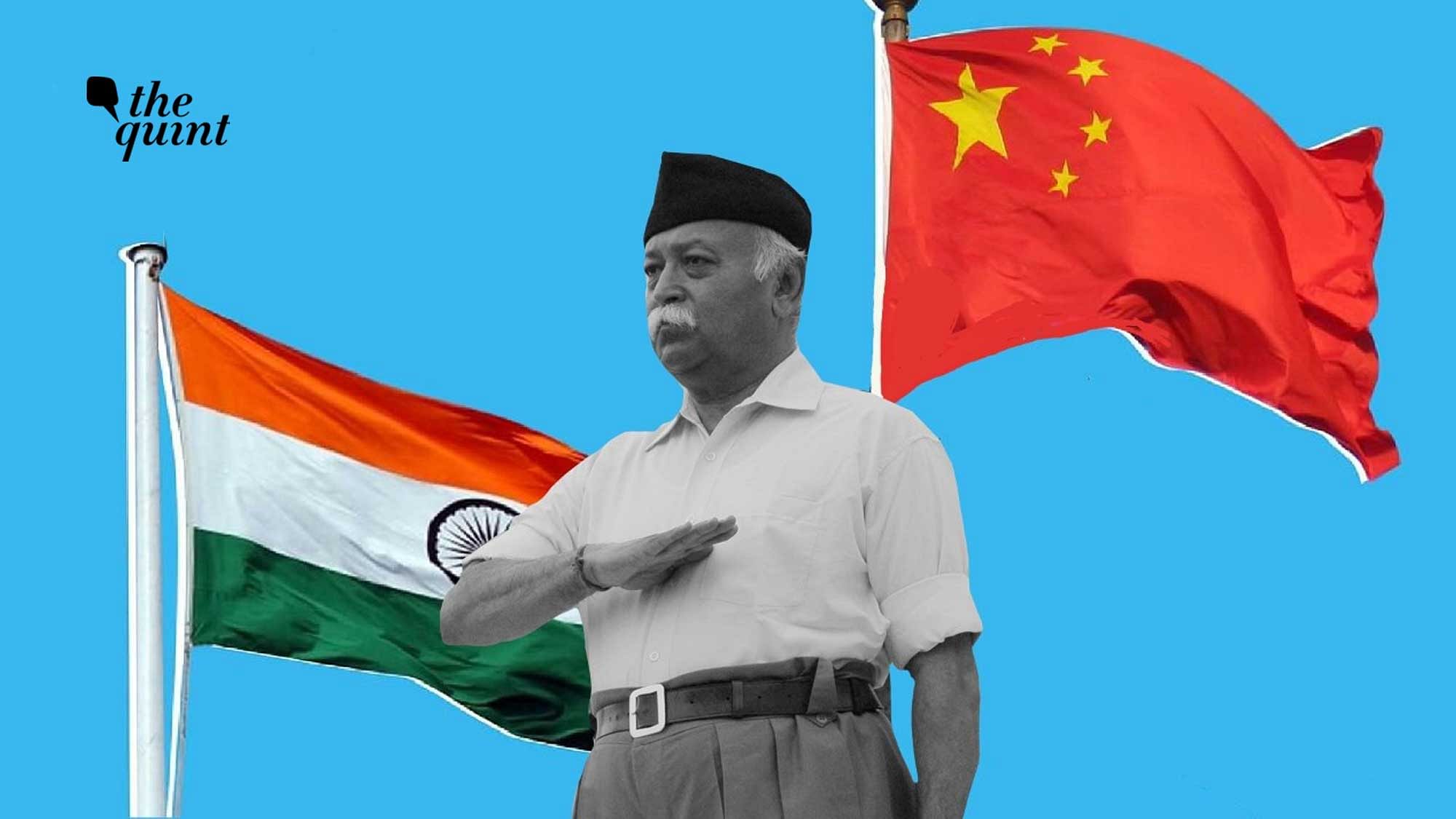 Image of RSS Chief Mohan Bhagwat – and India &amp; China flags – used for representational purposes.
