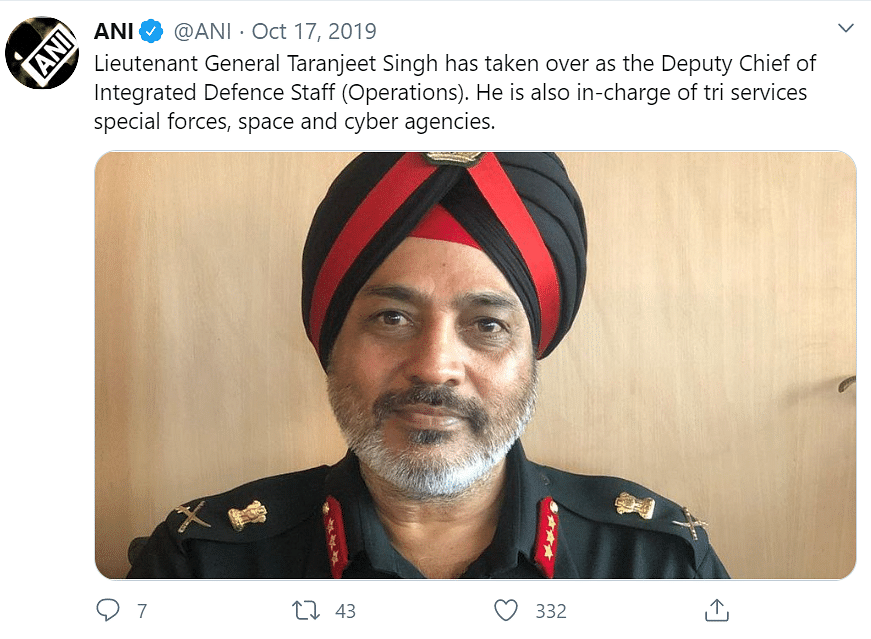 No, Army’s Lt Gen Taranjit Singh Was NOT Arrested for Sedition