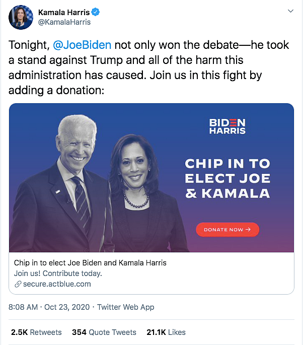 Post Biden-Trump Spar, Harris & Pence Congratulate on Debate ‘Win’