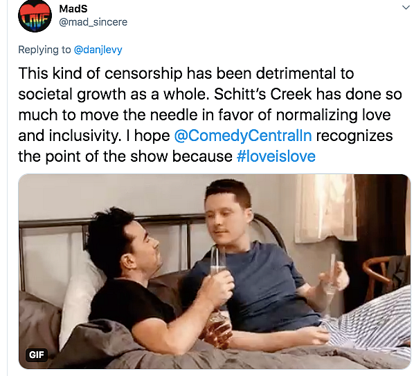 Schitt's Creek Creator Calls Out Indian Channel for Censoring Kiss