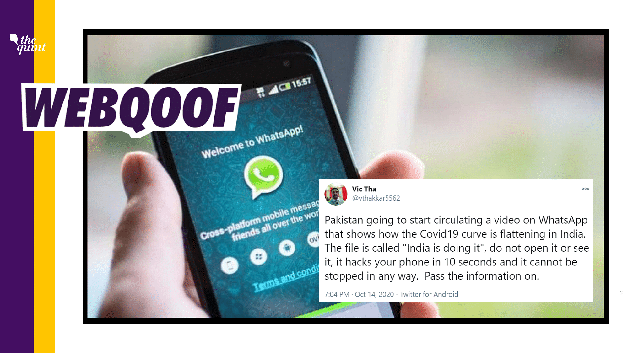 A viral message claiming that a video called “India is doing it” will hack your phone in 10 seconds, has been circulating on WhatsApp and other social media platforms.