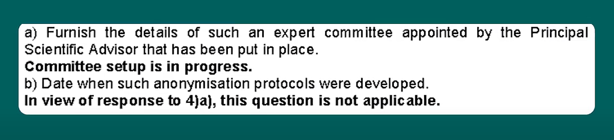 Screenshot of the RTI response.