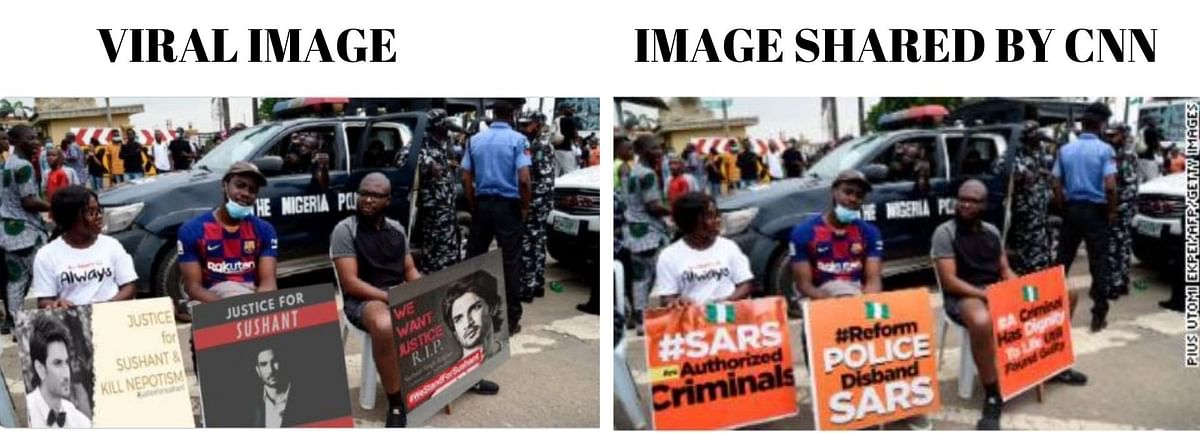 The viral image is photoshopped and is actually from protests against police brutality in Nigeria.