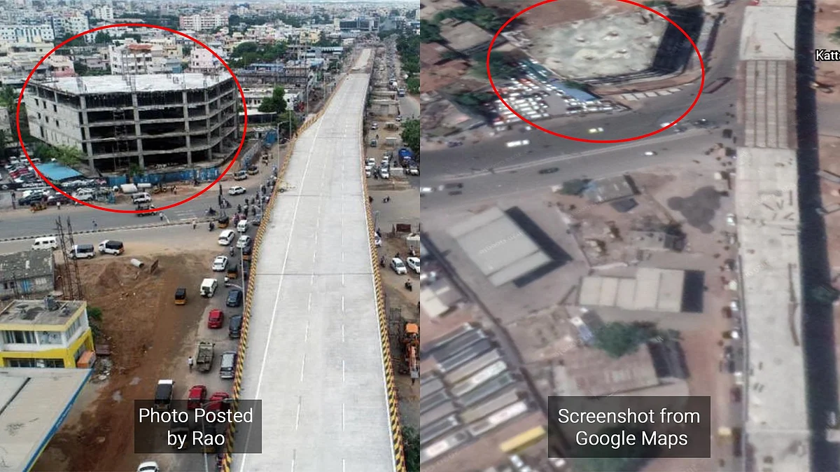 Side-by-side view of the photo shared by Rao and of Google Maps’ street view.