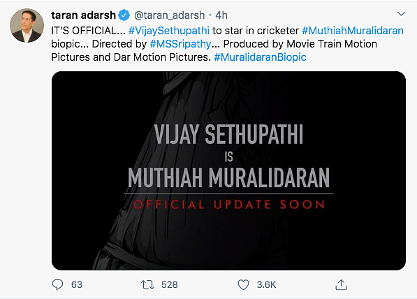 Vijay Sethupathi To Play Muthiah Muralidaran in Latter's Biopic