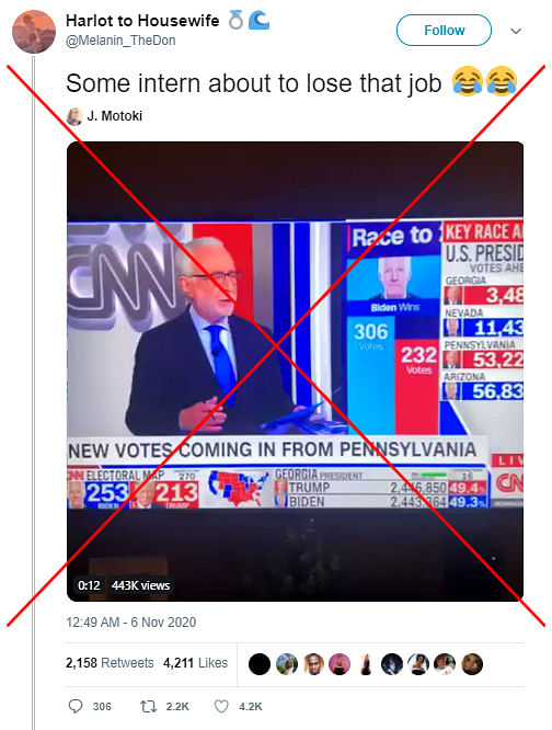 The video shows CNN’s chief correspondent John King having his election map crashed by a pornography website.