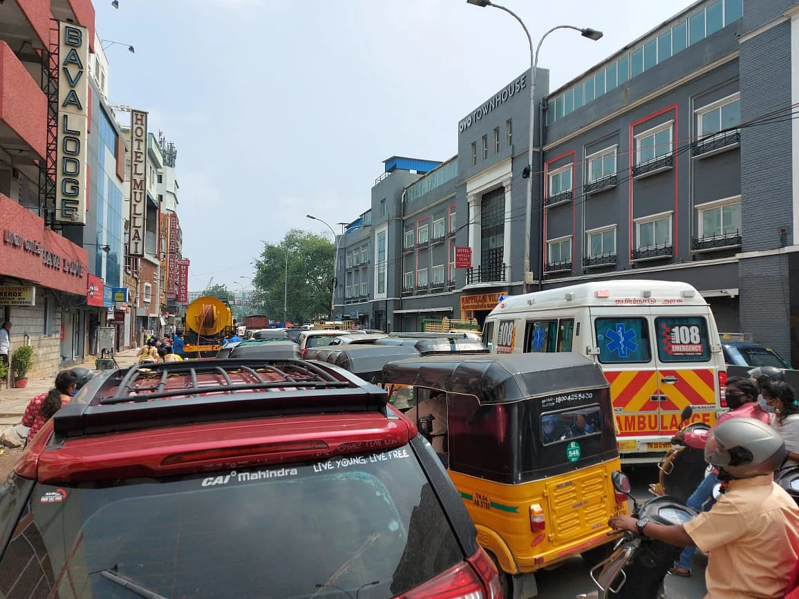 Murugan, along with a few leaders and over 200 cadre traveled by car and foot causing a lot of traffic snarls and chaos on the roads.