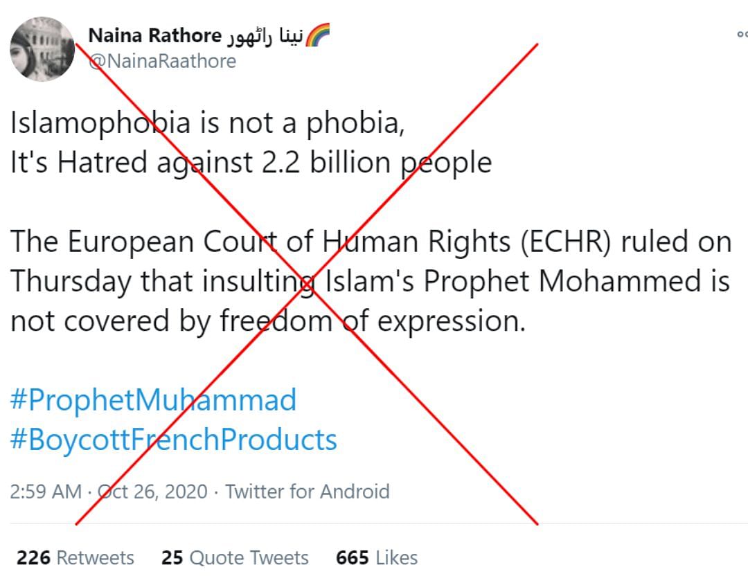 ECHR’s ruling in 2018 over a woman insulting the Prophet has been revived as a recent one without the full context.