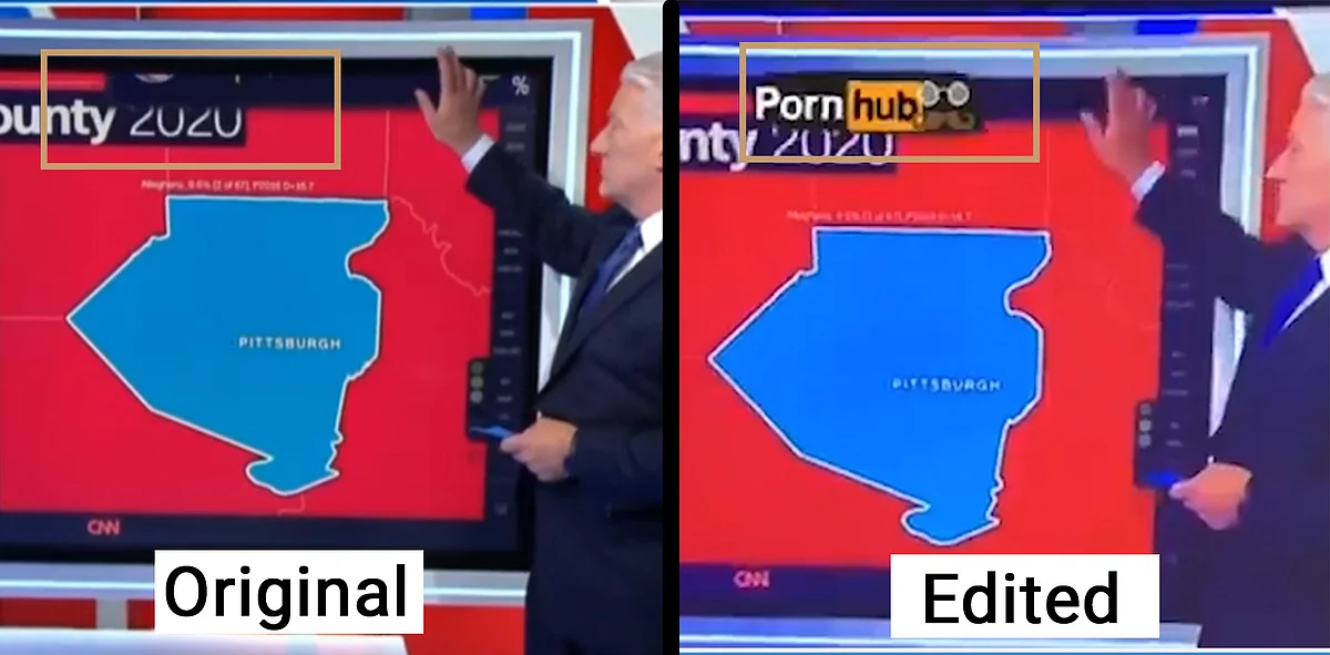(Side-by-side comparison of the original footage and the viral video)