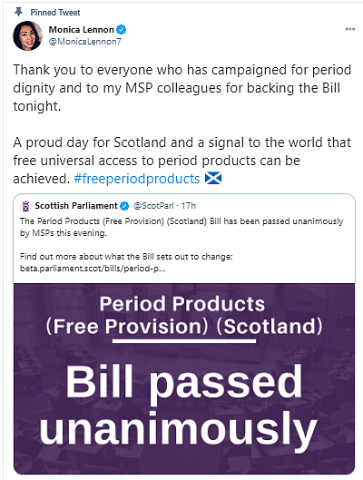 Scotland Becomes First Nation to Make Sanitary Products Free