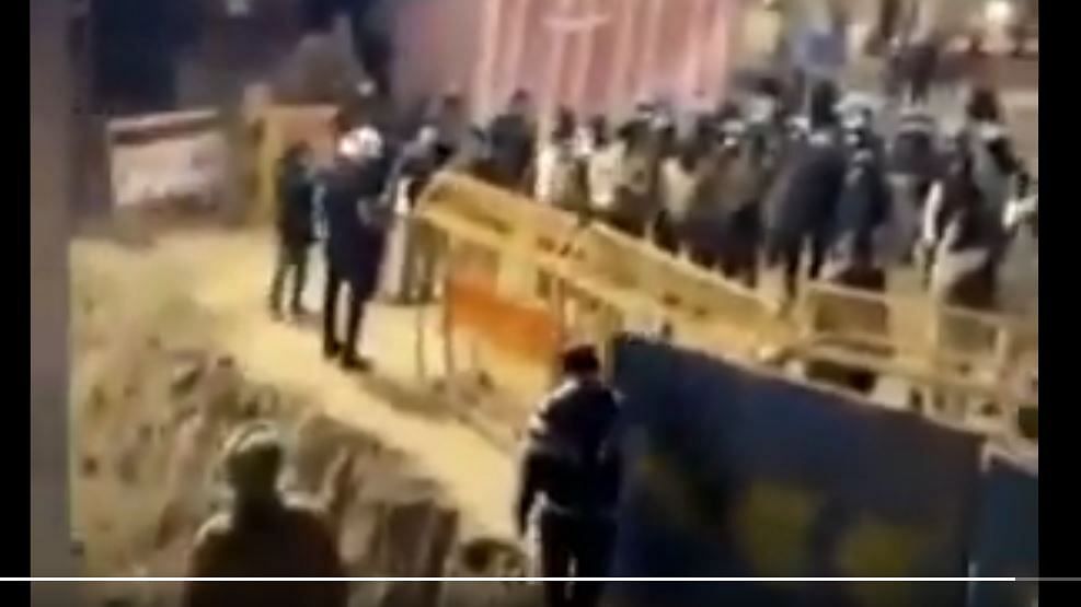 Screengrab of Haryana Police at the barricade on Friday, 27 November.