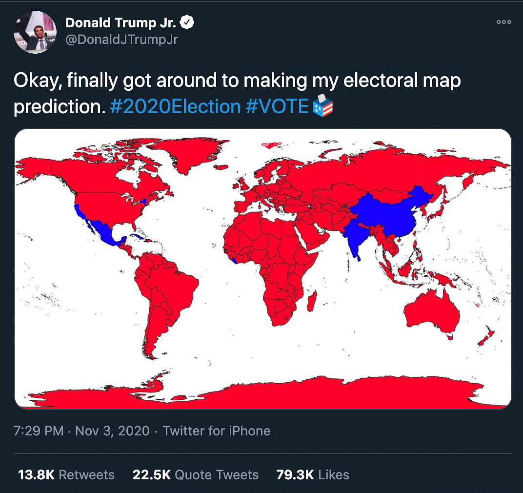 Trump Jr’s world electoral map was slammed by Indian political leaders, including Shashi Tharoor and Omar Abdullah.