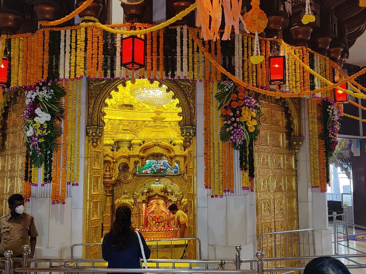 Devotees offer prayers.