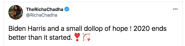 Biden, Harris & Small Dollop of Hope: B'Wood Congratulates America