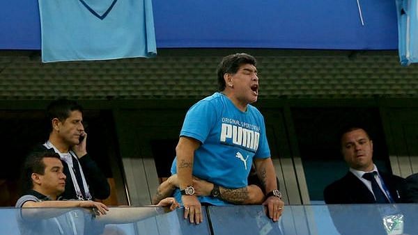 Diego Maradona at the 2018 FIFA World Cup in Russia.&nbsp;