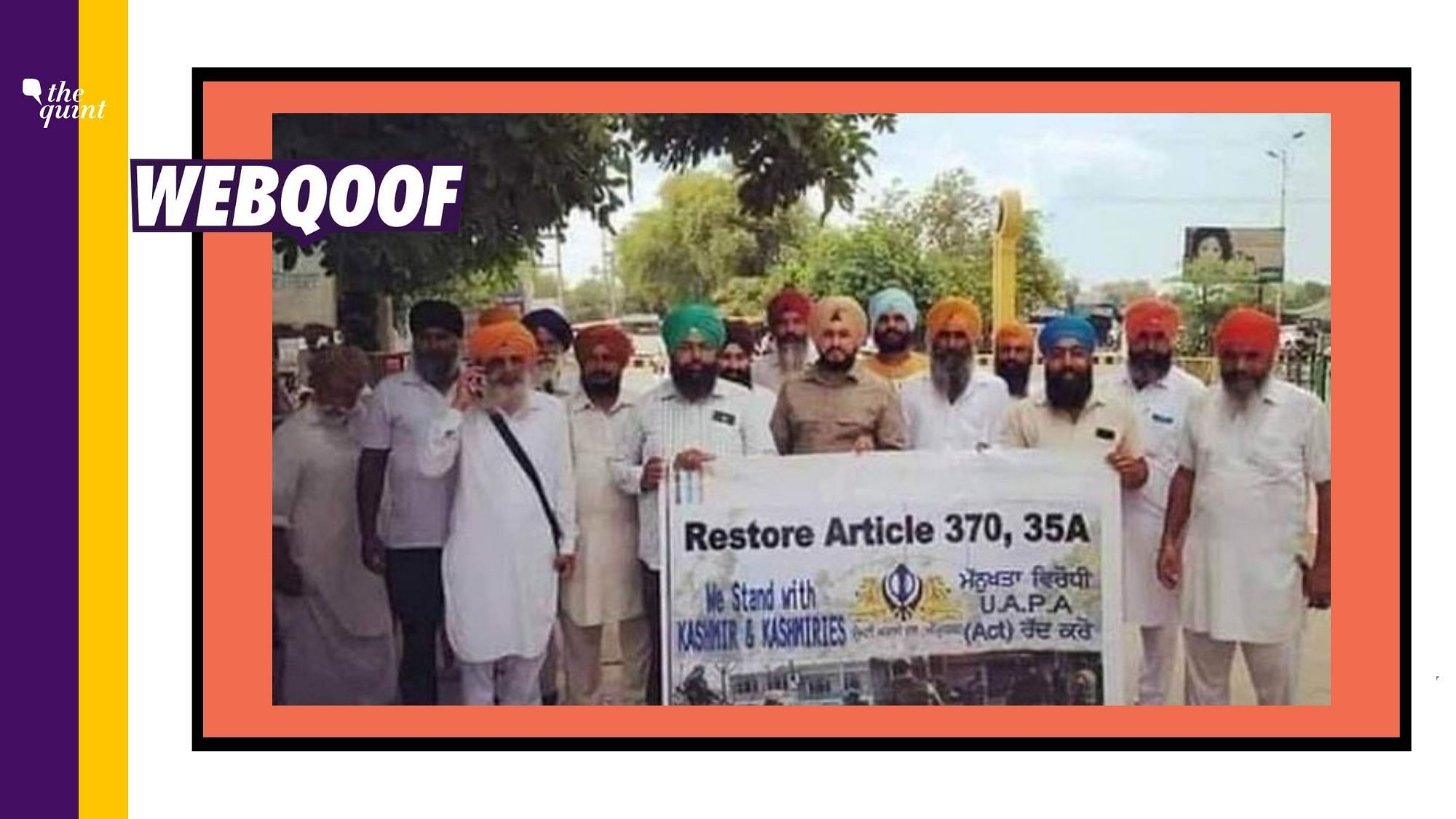 An old image of a protest against the abrogation of Article 370 has been revived to falsely claim that it is from the ongoing farmers’ protest.