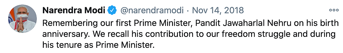 PM Narendra Modi wishes Pundit Nehru on his birthday. 