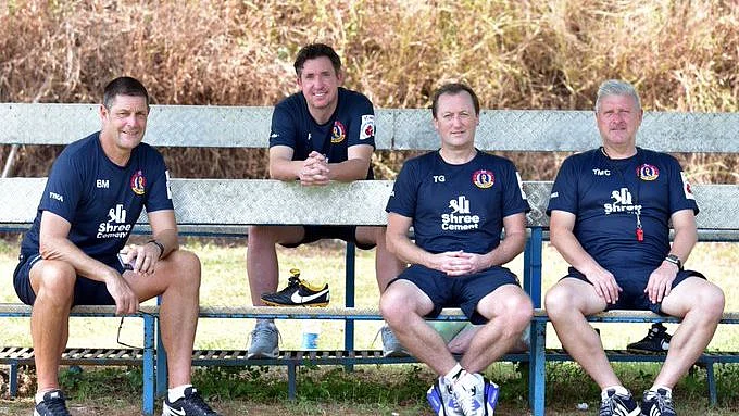 Robbie Fowler and the East Bengal coaching staff. 
