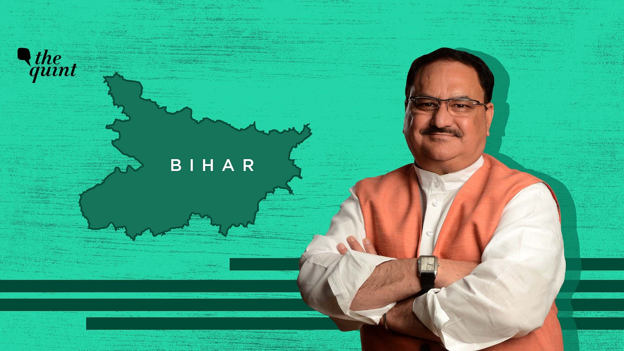 Image of BJP Chief JP Nadda and Bihar map used for representational purposes.