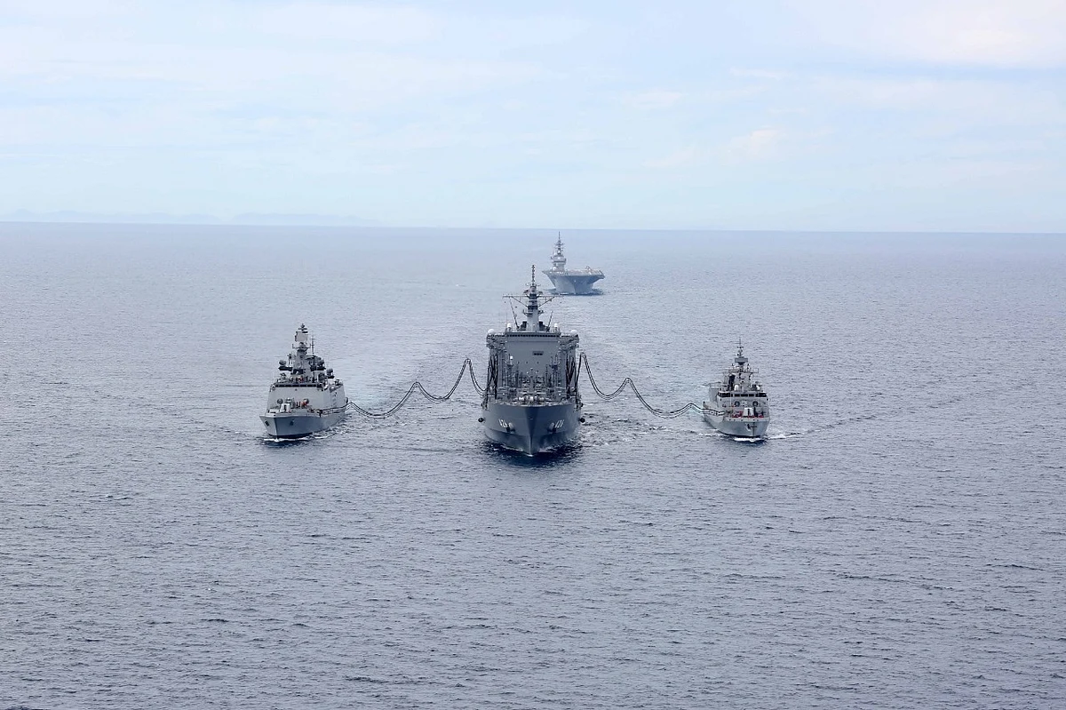 Image of ships that will participate in the Malabar Exercise. 