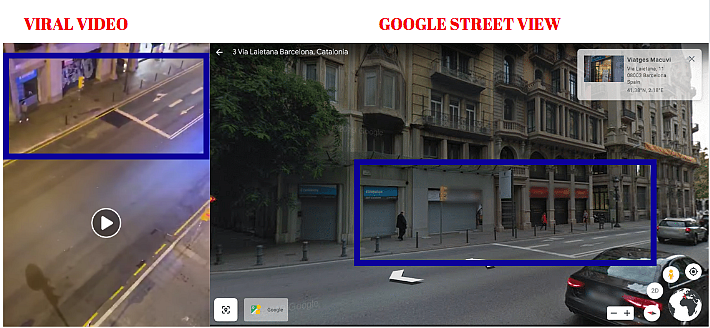 Left: Viral video. Right: Google street view.