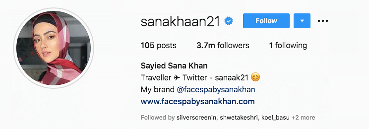 In a post on Instagram, Sana Khan introduced her husband Anas Sayed.