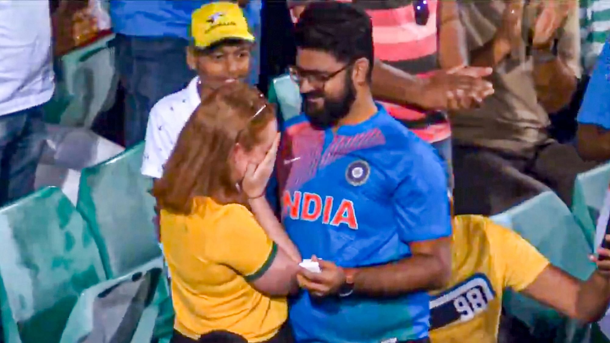 A man proposed on the sidelines of the India vs Australia ODI in Sydney on Sunday.
