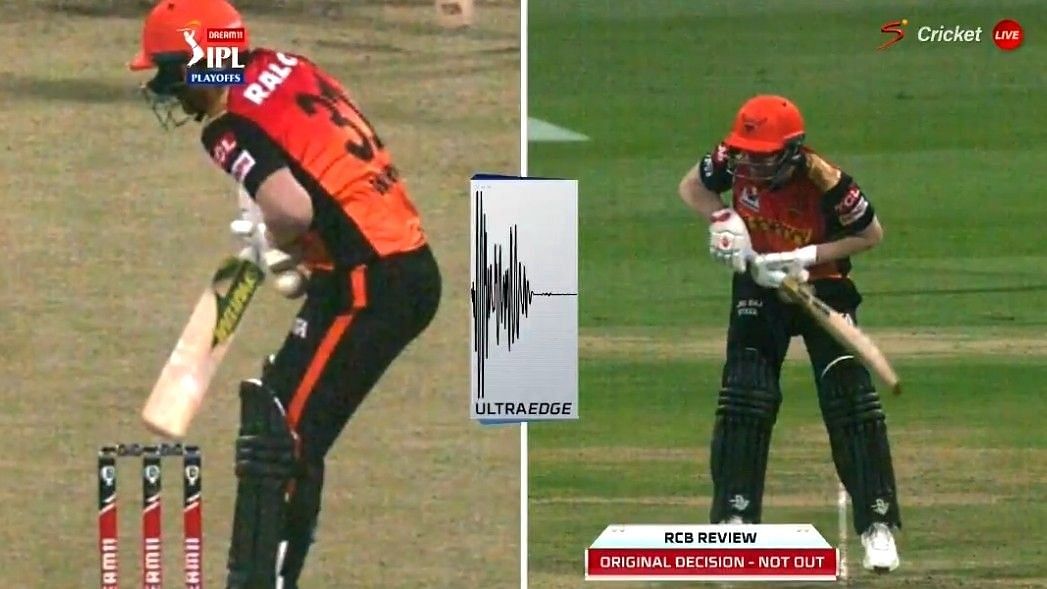 David Warner was given out after RCB reviewed the on-field decision.