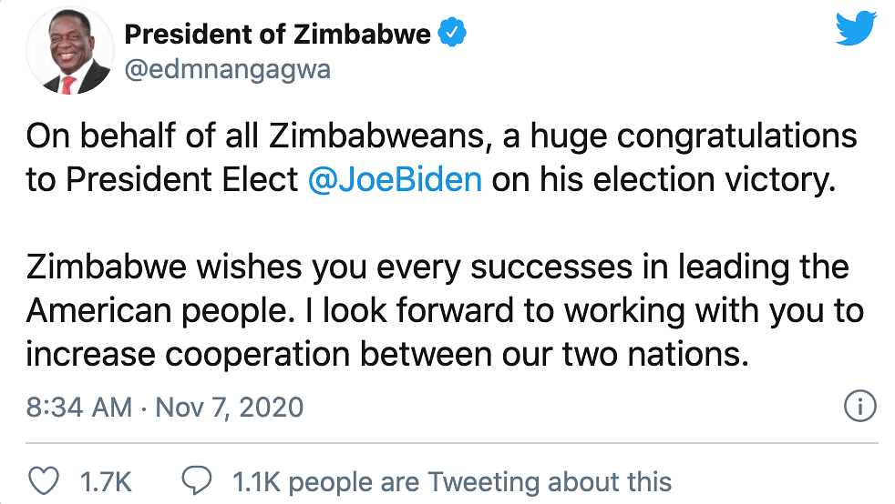 Good wishes continue to pour in for President-Elect Joe Biden, and historical Vice-President-Elect Kamala Harris. 