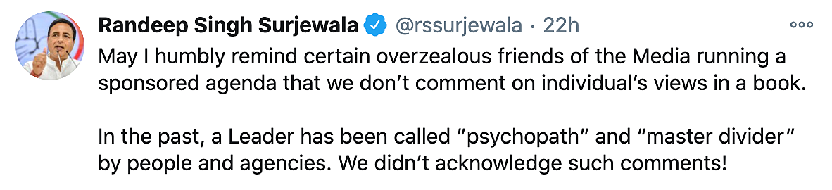 Randeep Singh Surjewala, Congress Chief Spokesperson