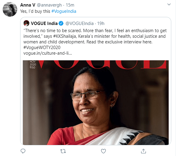 Vogue India honors Kerala’s Health Minister for her efforts against COVID-19.