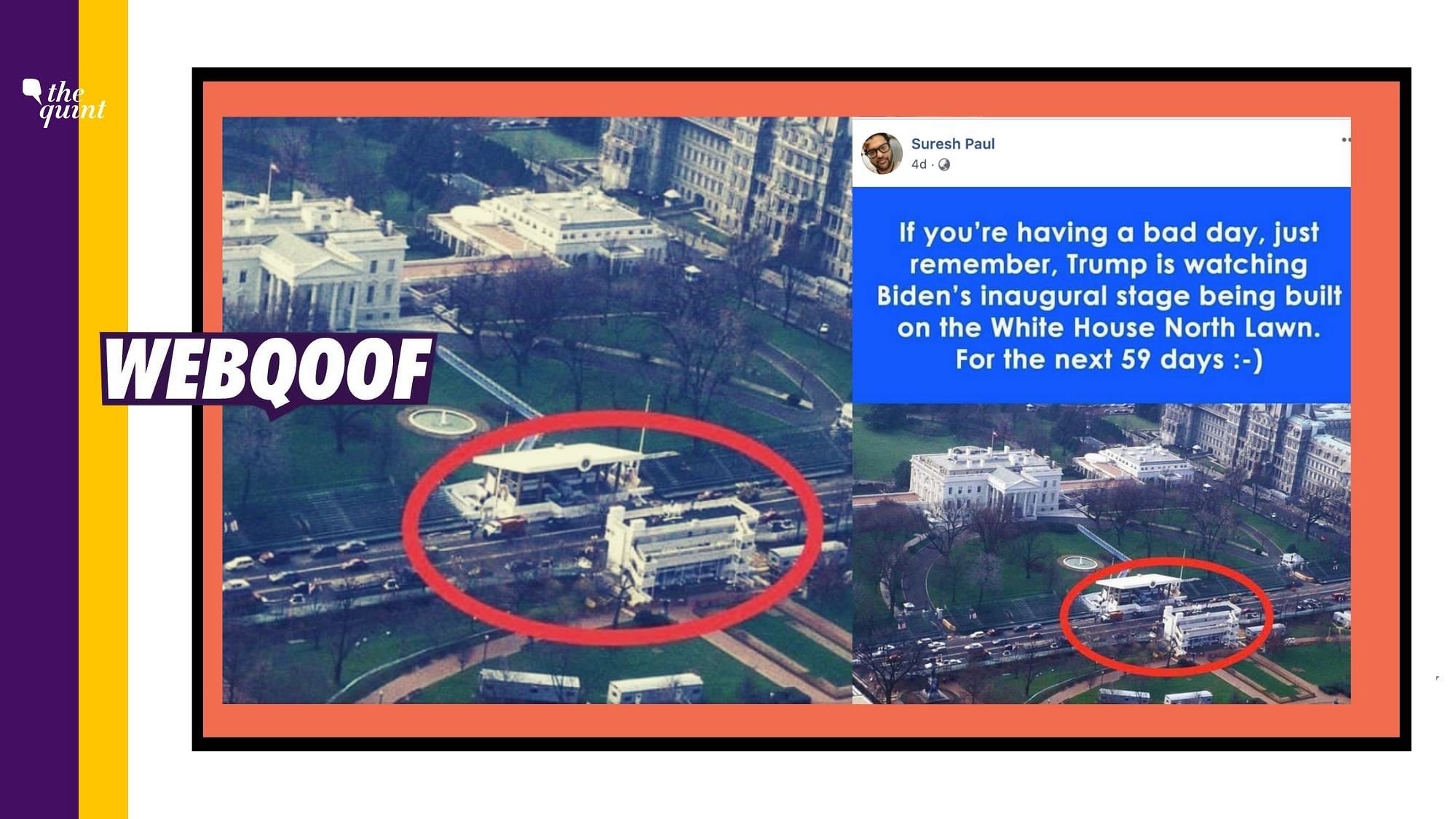 An old image from the inaugural ceremony of Bill Clinton was shared to falsely claim that it shows the construction of ‘Joe Biden’s inaugural stage’.