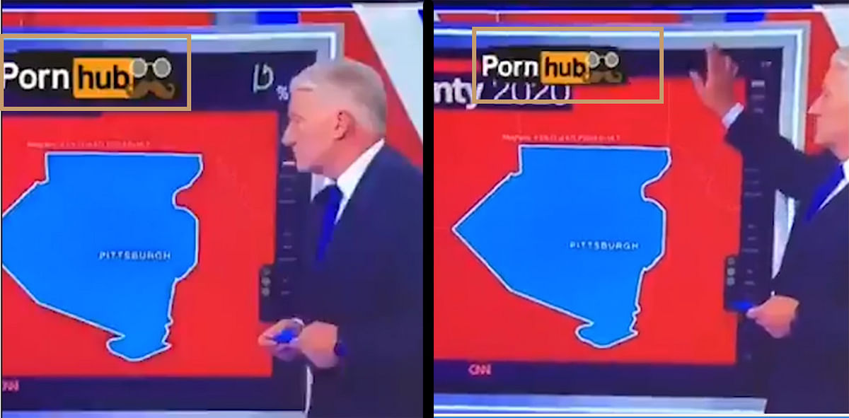 The video shows CNN’s chief correspondent John King having his election map crashed by a pornography website.