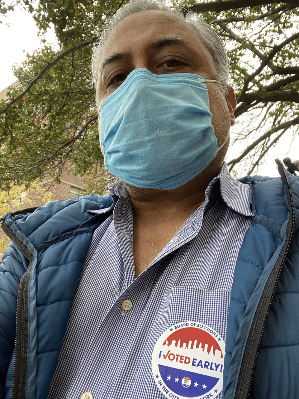 “I was out of the polling booth in about 15 mins & took a mandatory selfie,” writes Brooklyn-based Aseem Chhabra.