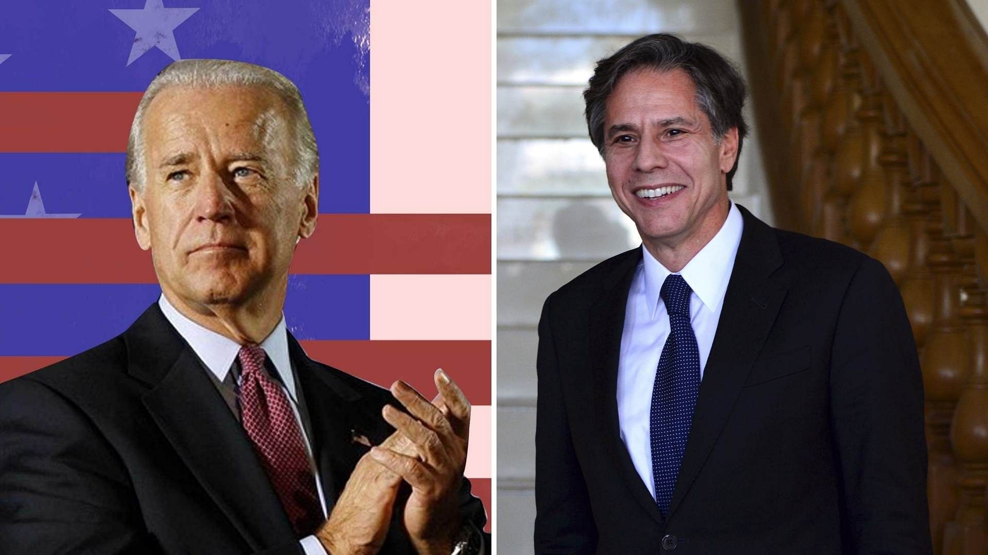 US President-elect Joe Biden (left) and Antony Blinken&nbsp;