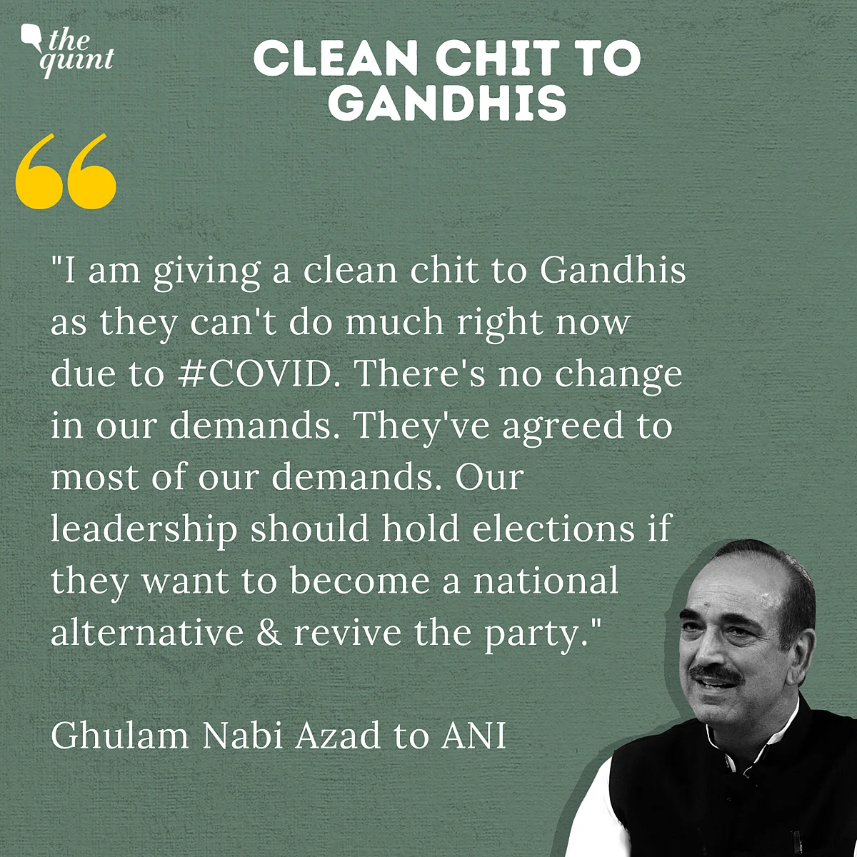 Azad Blames Cong’s ‘Death’ on Sycophancy; Gives Gandhis Clean Chit