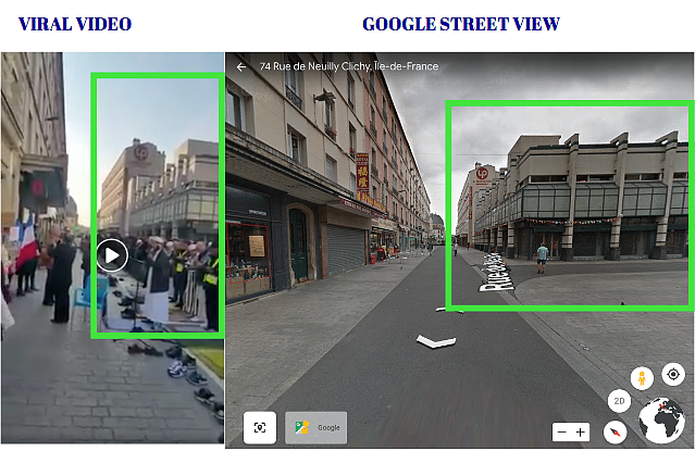 Left: Viral video. Right: Google street view.