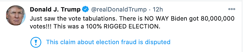Donald Trump tweets that the election is 100% rigged. 