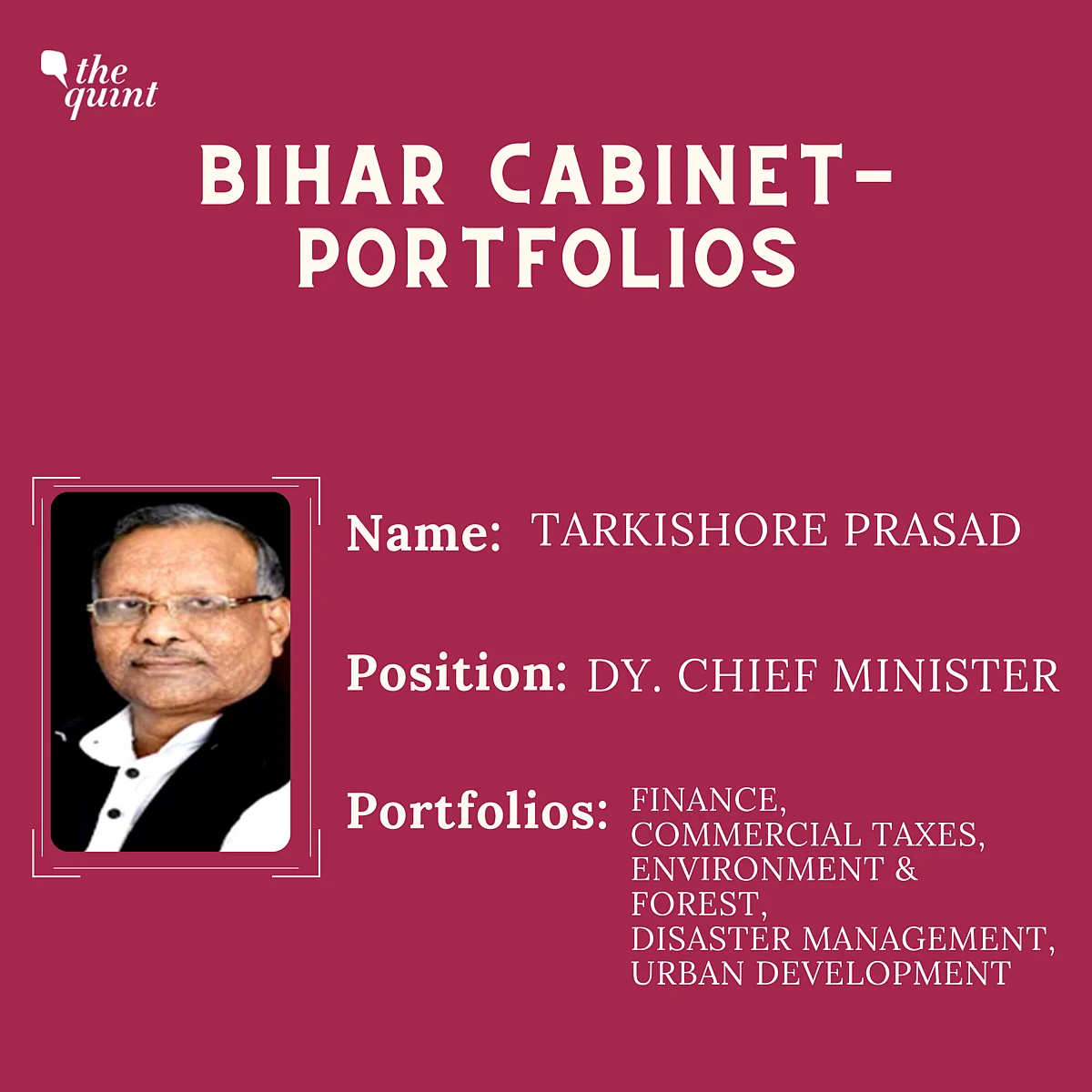 Bihar Cabinet: Nitish Keeps Home, Tarkishore Prasad Gets Finance