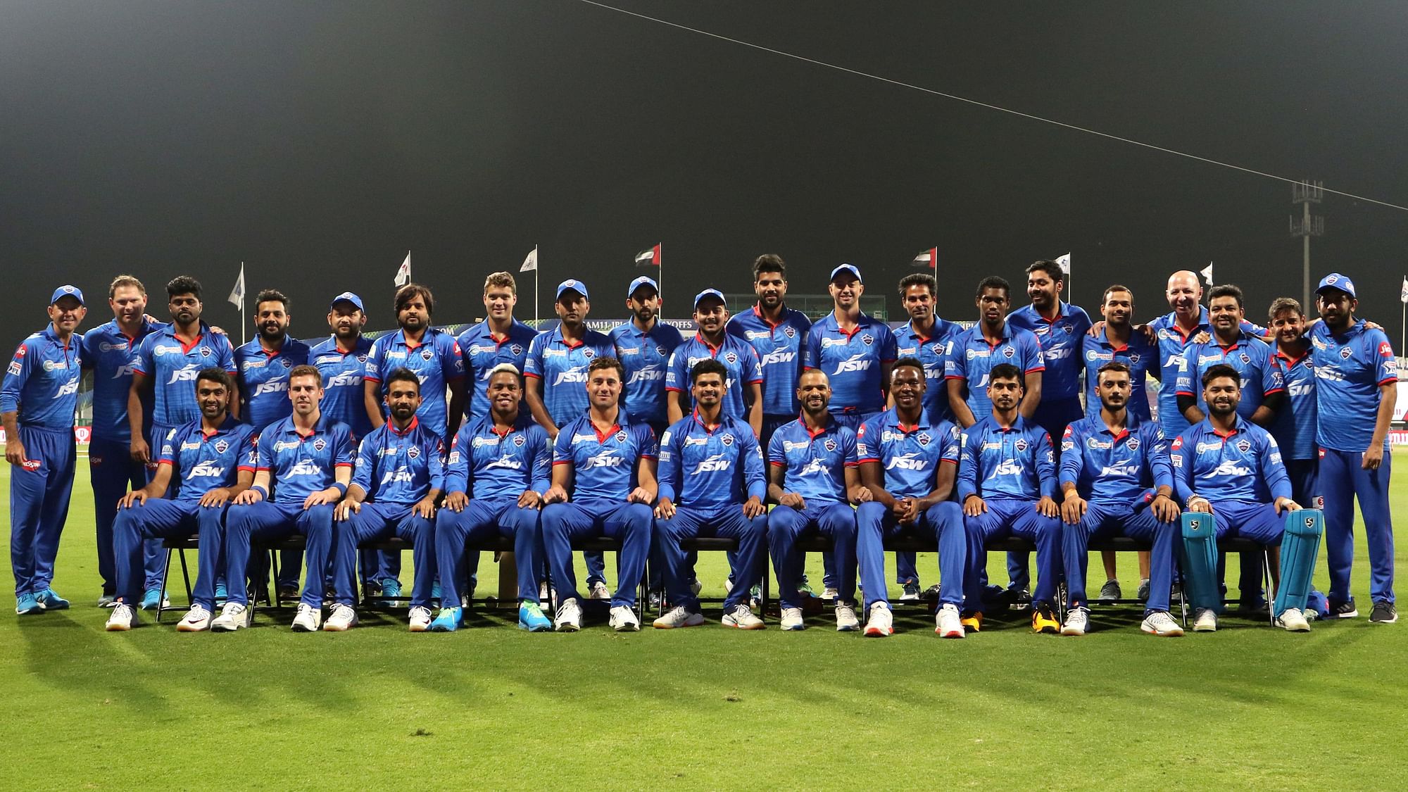 Delhi Capitals during a photo session in the mid-innings break in Qualifier 2 on Sunday