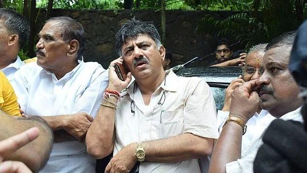 DK Shivakumar outside Mumbai hotel in July 2019 