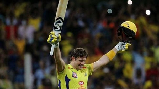 Shane Watson celebrating one of his memorable knocks for CSK in the IPL.&nbsp;