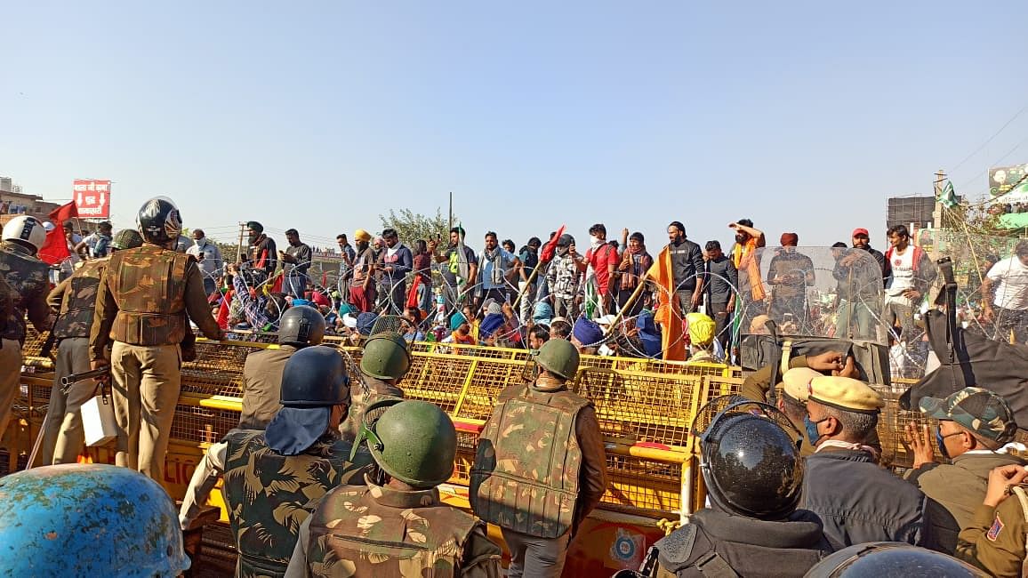 Farmers have entered the national capital through the Tikri border.