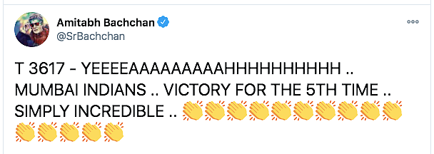 Big B, Abhishek, Ranveer React to Mumbai Indians' Victory in IPL