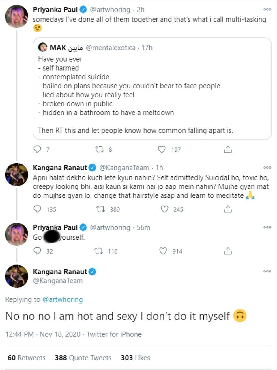 Kangana Called Out for Mocking Mental Health & Appearances Online