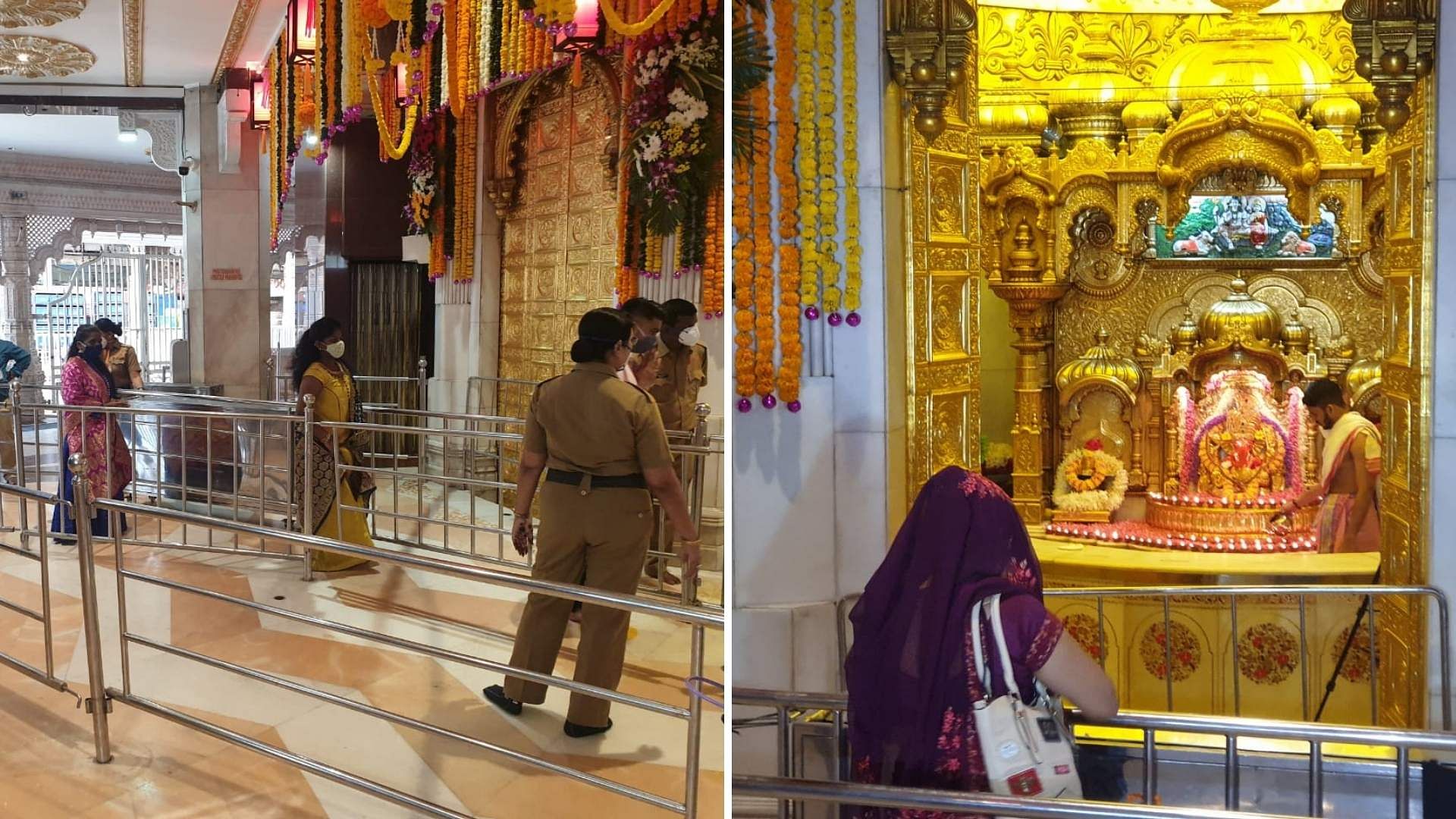 Devotees offer prayers at Mumbai’s Siddhivinayak temple after it reopened on 16 November