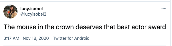 Next Emmy Nominee: Running Mouse in 'The Crown' Has Twitter Amused